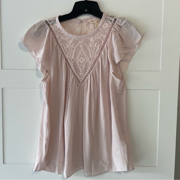 Rebecca Taylor geo Aztec embroidered flutter sleeve blouse top 15671 - Picture 4 of 10